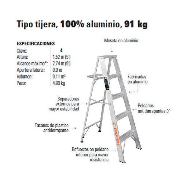 tipos de escalera de aluminio truper